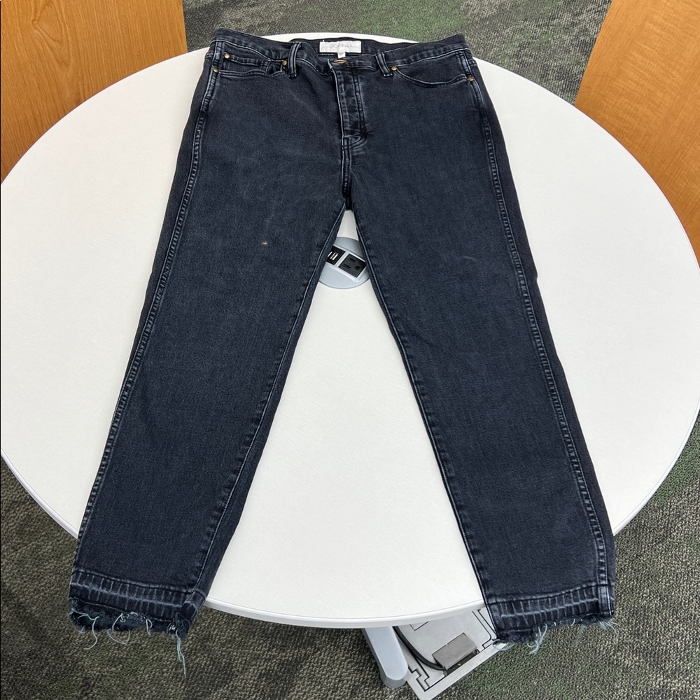 Gently used The GREAT. jeans the fellow cropped denim pants raw & released hems - Picture 2 of 10